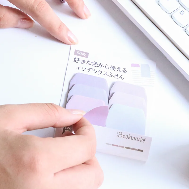 60 Sheets/lot Gradient Color Multi - color Index Sticky Note Paper Memo Pad Cartoon Kawaii Stationery School Supplies