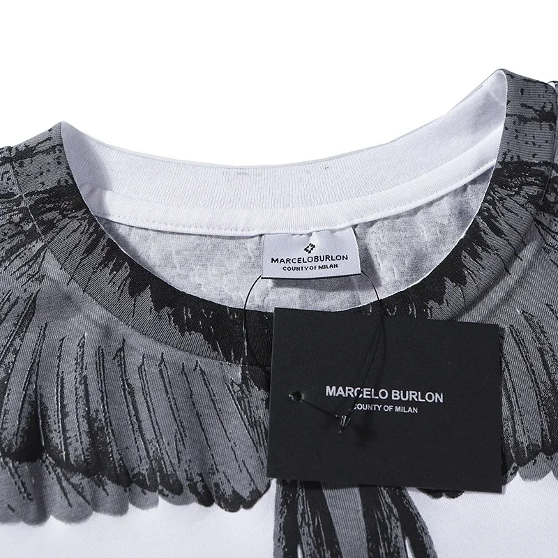 الترفيه الرجال النساء التجفيف السريع تي شيرت MARCELO BURLON MB العلامة التجارية أجنحة طباعة تي شيرت الرياضة عادية Y2K الشارع قصيرة الأكمام