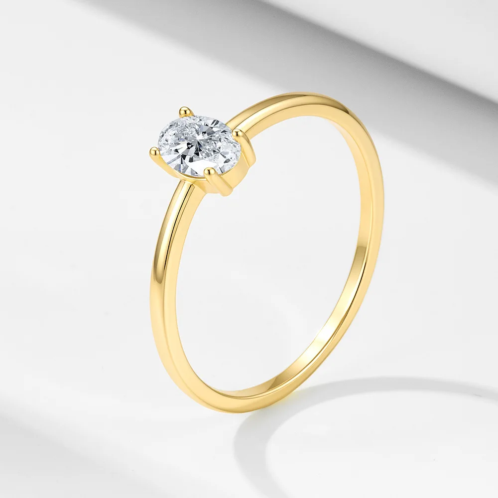 Dave&di S925 Pure Silver Simple Single Diamond Ring For Women, European And American Cross-border Light Luxury Style Geometric O