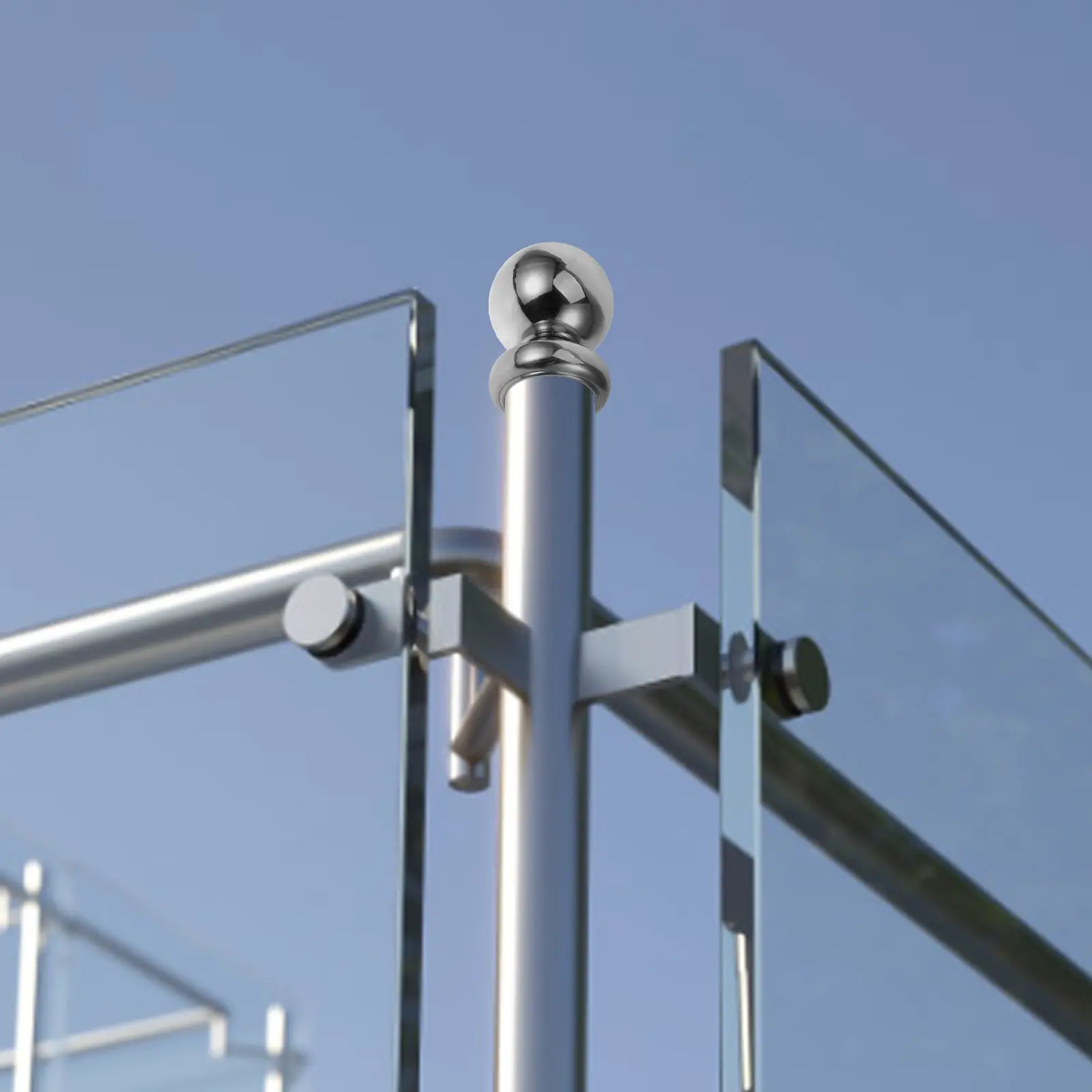 Stainless Steel Connected Round Handrail Ball Wear Resistant Lightweight for Staircase Indoor Railing Finial End Cap