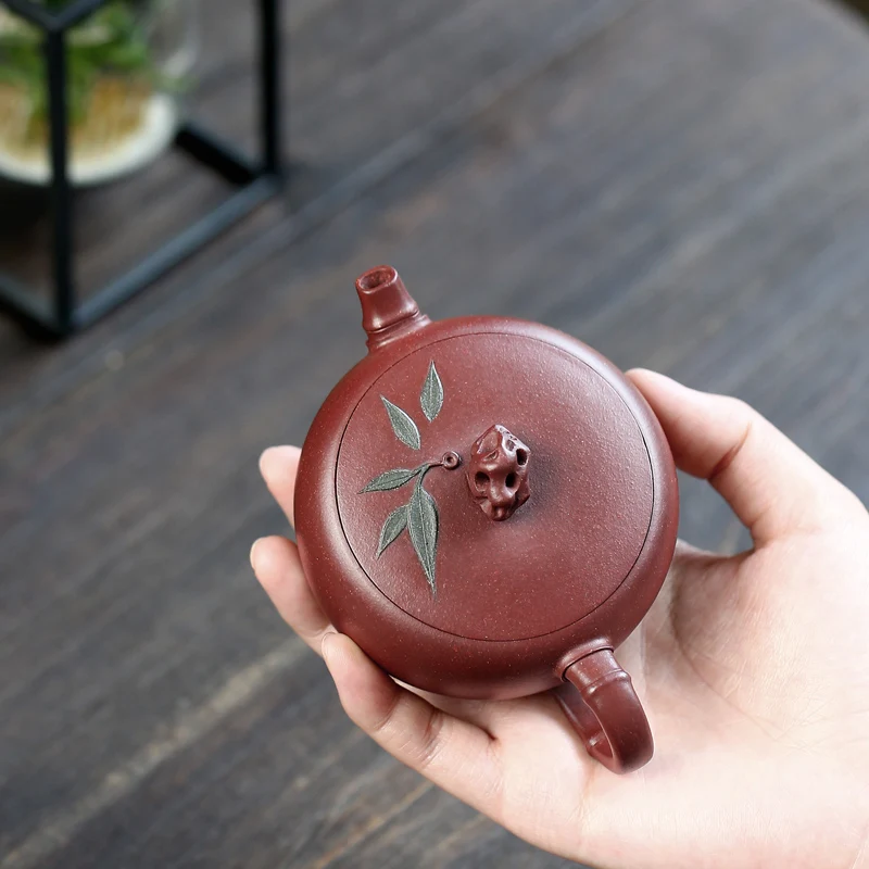 【Tao Yuan】Yixing Purple Clay Teapot Pure Handmade Teapot Household Yinxia Purple Cinnabar Sand Bamboo Rhyme170cc