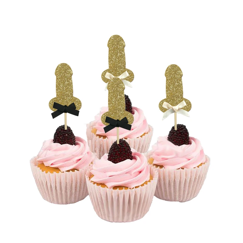 10pcs Glitter Willy Penis Cupcake Toppers Party Wedding Bridal Shower Bachelorette Party Cake Decoration Hen Night Party Supplie view 5