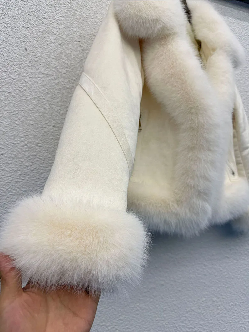 ZADORIN Luxury Designer Suede Cotton Padded Plush Faux Fur Coat Woman Clothing Winter Lapel Furry Jacket Short Fur Faux Coat Top