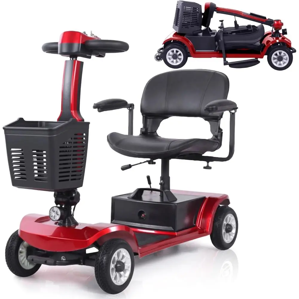 

Adult Electric Mobility Scooter, 12.4 Mile Range, 4.9 MPH, 4-Wheel, 330 lbs Capacity, LED Lights, Basket, Customized