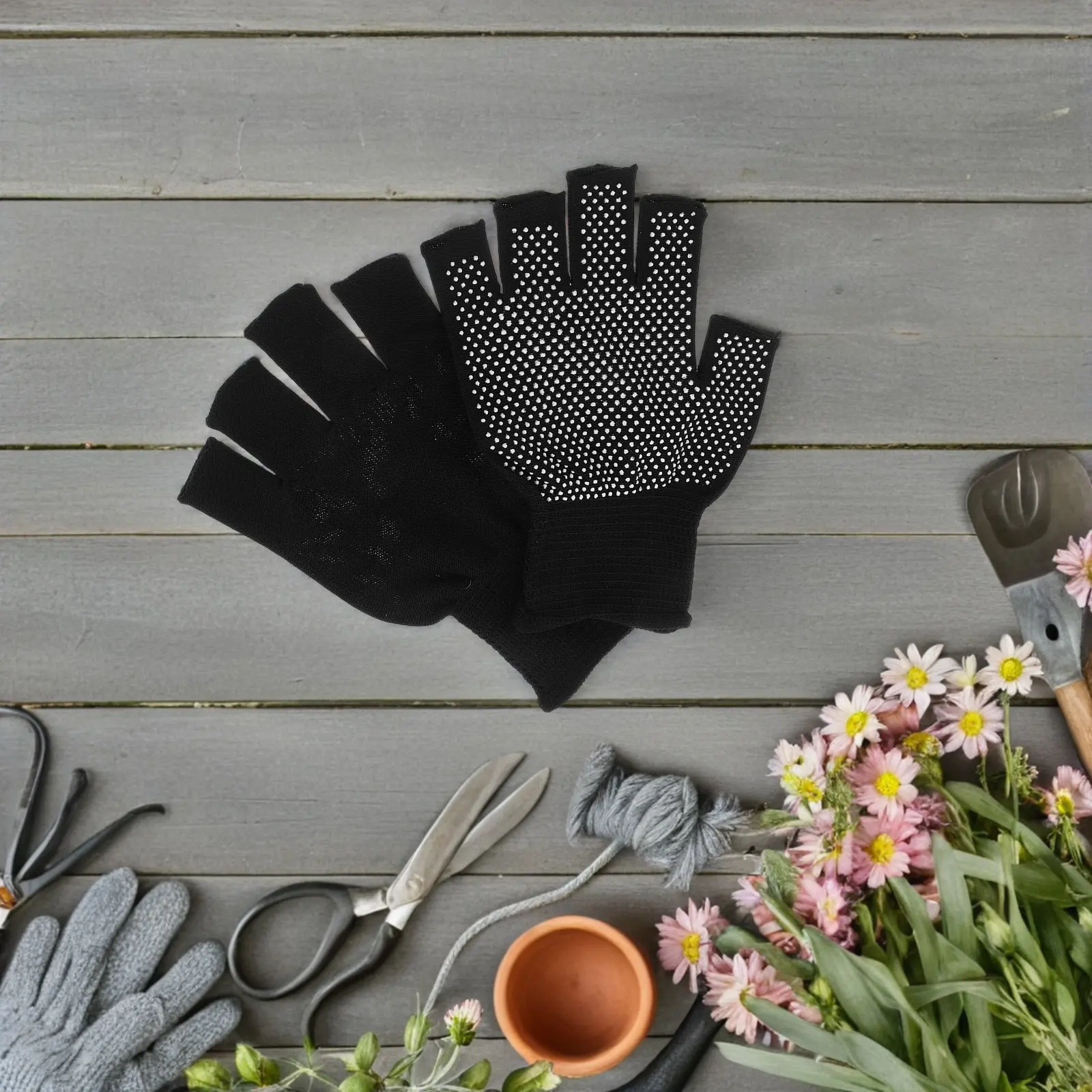 

5 Pairs Fingerless Work Gloves Non-Slip Breathable Winter Warm Gloves for Cycling Driving Hiking Work Outdoors