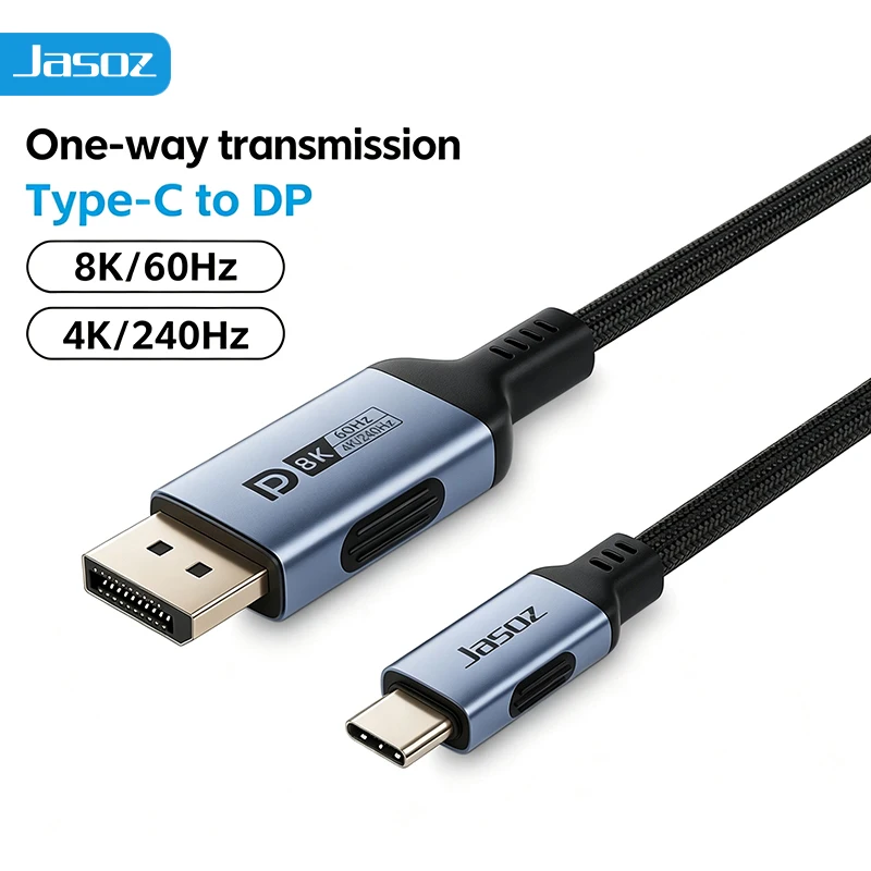 Jasoz USB C naar 8K Displayport 1.4 Kabel voor Macbook Pro Air iPad Compatibel met Thunderbolt 3/4 USB Type C naar Displayport Kabel