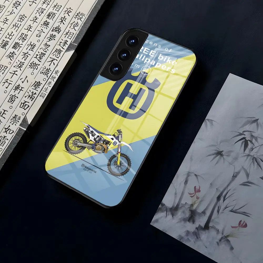 Motorcycle Brand H-husqvarnaes Phone Case For Samsung S 24 23 22 21 20 A 24 34 54 53 Retail Note20 M54 Ultra Plus Glass Cover