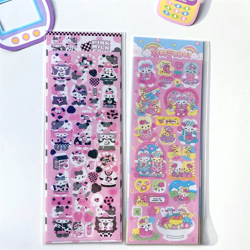 4pcs Cute Variety Rabbit Stickers Hand Account Idol Card DIY Material Decorative Sticker Personalized Korean Kawaii Stationery