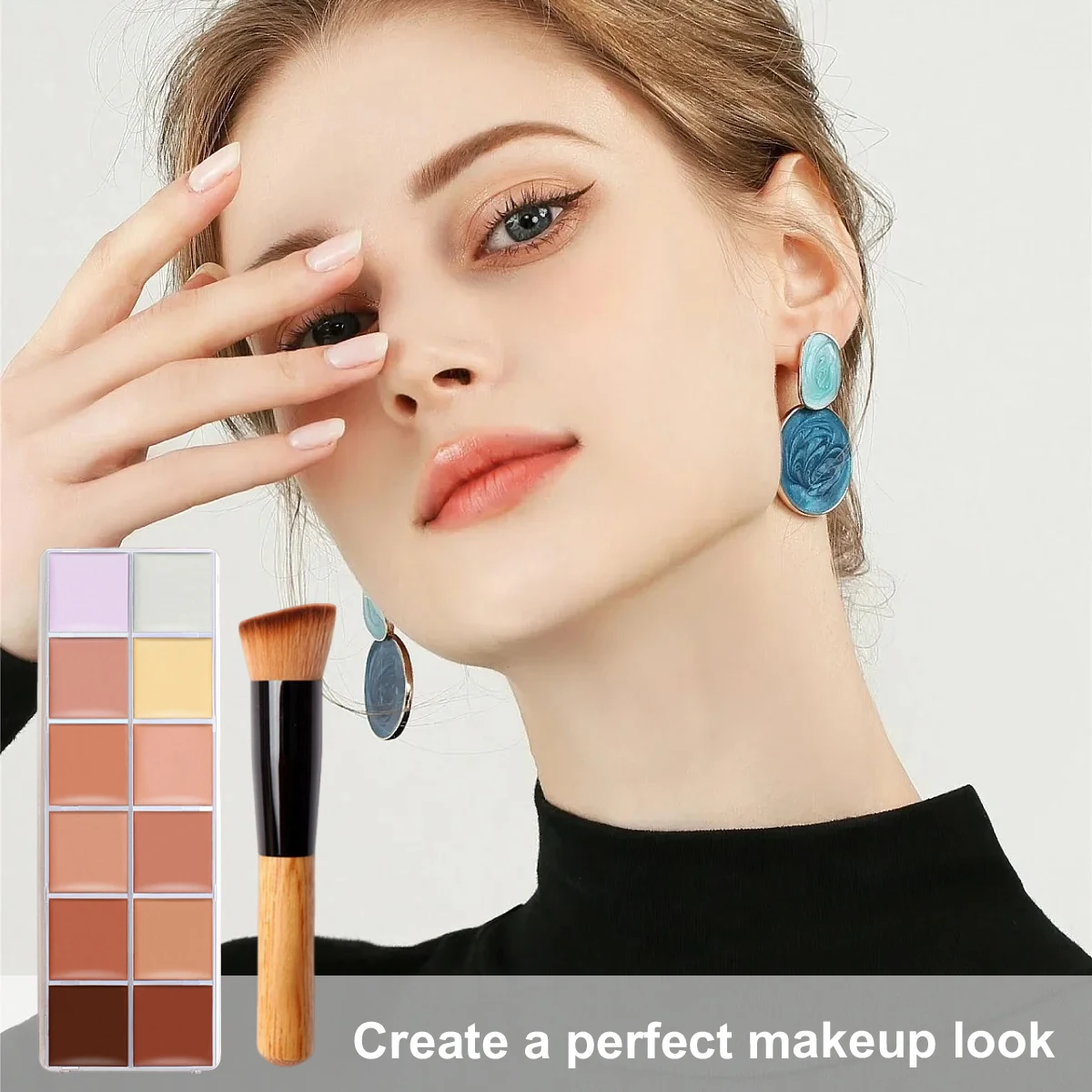 12色コンシーラーパレット 目元や顔のクマをプロフェッショナルにカバー ハイライト・コントゥアメイク オールインワンパレット