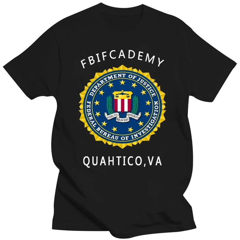 Loose Black Men Tshirts Homme Tees FBI Academy Quantico - Custom Men T-Shirt Tee Print T-Shirt Mens