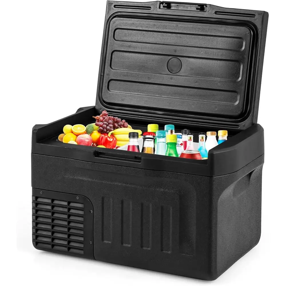 Portable 23-Quart Car Refrigerator, Adjustable Temp -4℉ to 68℉, 12/24V DC, 100-240V AC, Ideal for Camping, RV, Travel, and Home