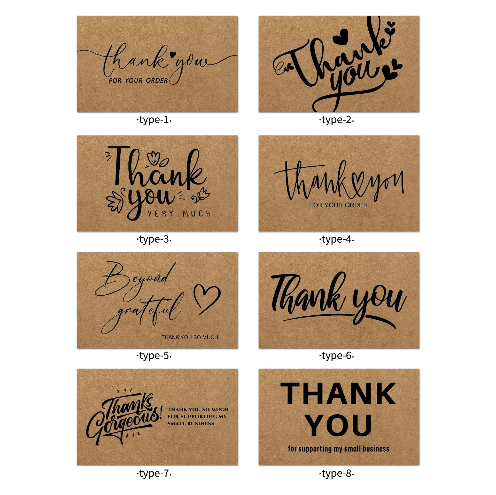 750pcs Kraft Paper Thank You Cards Vintage Simple Thank You Cards Holiday Decorative Thank You Birthday Party Greeting Cards