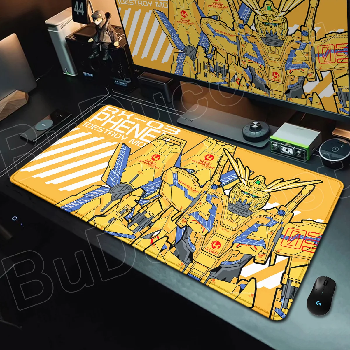 Großes 900 x 400 mm Mauspad, HD-Druck, G-Gundam, Anime-Tastatur, Gaming-Schreibtischunterlage, rutschfestes Zubehör, Büro-Gamer-Mausteppich, PC-Mäusepad