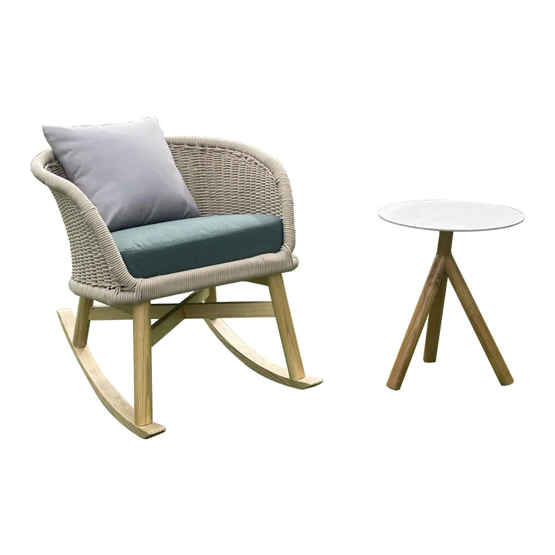 

Outdoor Internet celebrity rocking chair lazy leisure recliner household light luxury solid wood