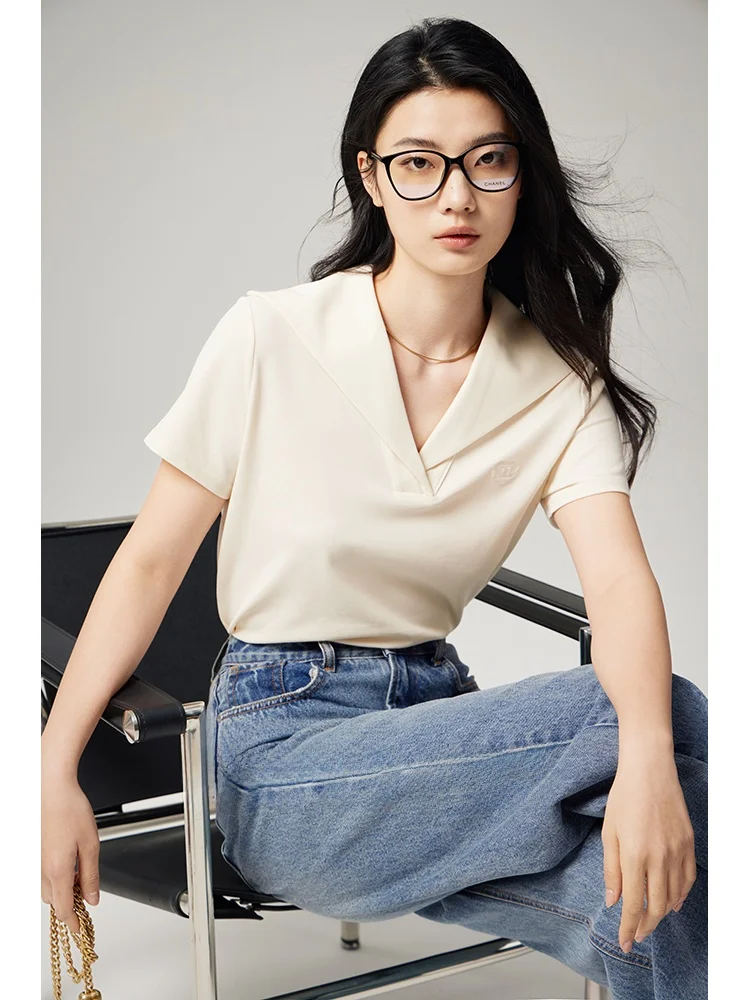 

Женская летняя футболка Cooling Tech с воротником-стойкой, коротким рукавом, в стиле ретро, из хлопкового стрейч-материала с эффектом омоложения, черная