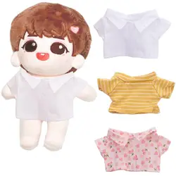 Dressing Doll Accessories Stripes Short Sleeve Black White T-shirt 20 cm Doll Clothes Doll Plush Clothing Doll Shirt Doll Pants
