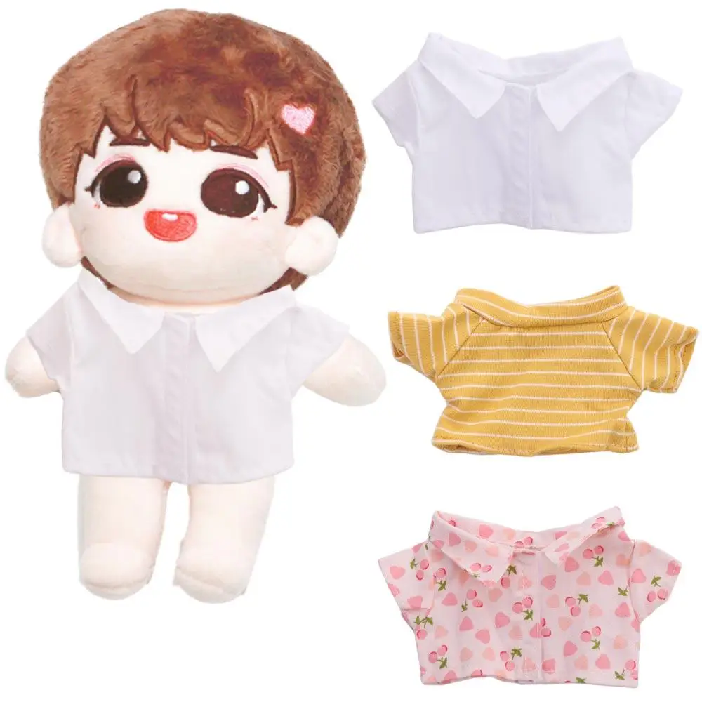 Dressing Doll Accessories Stripes Short Sleeve Black White T-shirt 20 cm Doll Clothes Doll Plush Clothing Doll Shirt Doll Pants