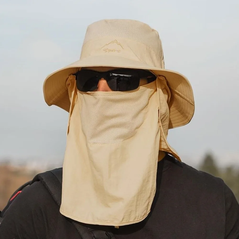 

UV Protection Summer Fisherman Cap Quick Drying Removable Neck Flap Removable Visor Hat Waterproof Face Neck Cover Bucket Hat