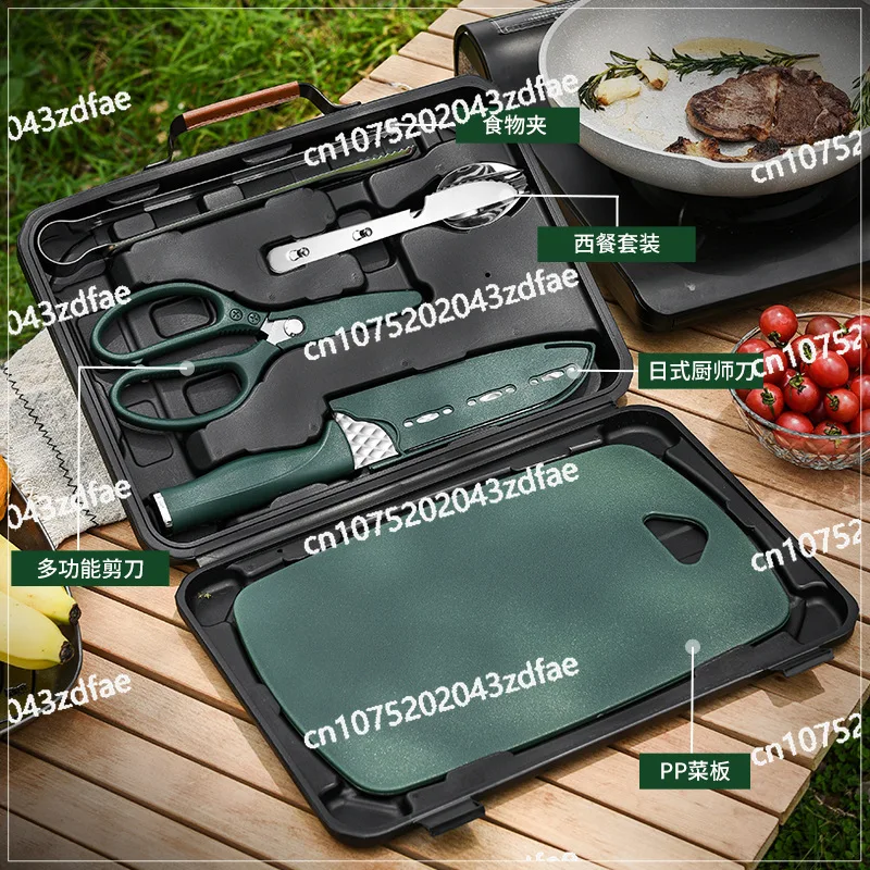 Stainless steel camping barbecue tools, outdoor portable barbecue tools 5-piece set