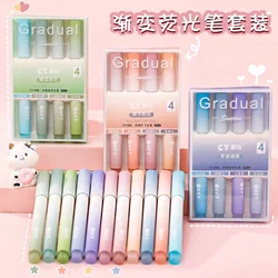 4pcs/set Glitter Highlighter Pen Marker Brush Pens Fluorescent Pen Drawing Doodling Highlighters Pastel Pens Stationery