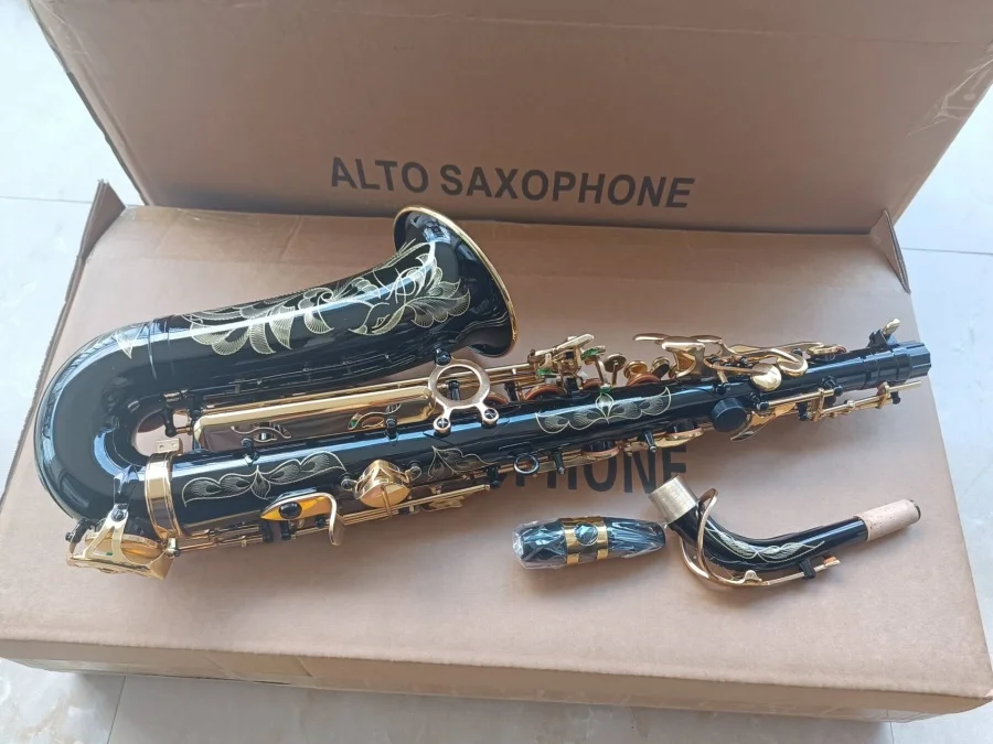 Fast shipping  New Alto Saxophone Eb Black gold key E Flat Sax With Case Mouthpiece Professional musical instrument 2026