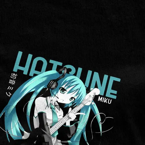 Imagen 2 del producto Camisetas de guitarra Hatsune Miku para hombre, Tops de algodón, ropa de calle de verano, camiseta de manga corta con cuello redondo, camiseta de diseño a la moda 4XL 5XL