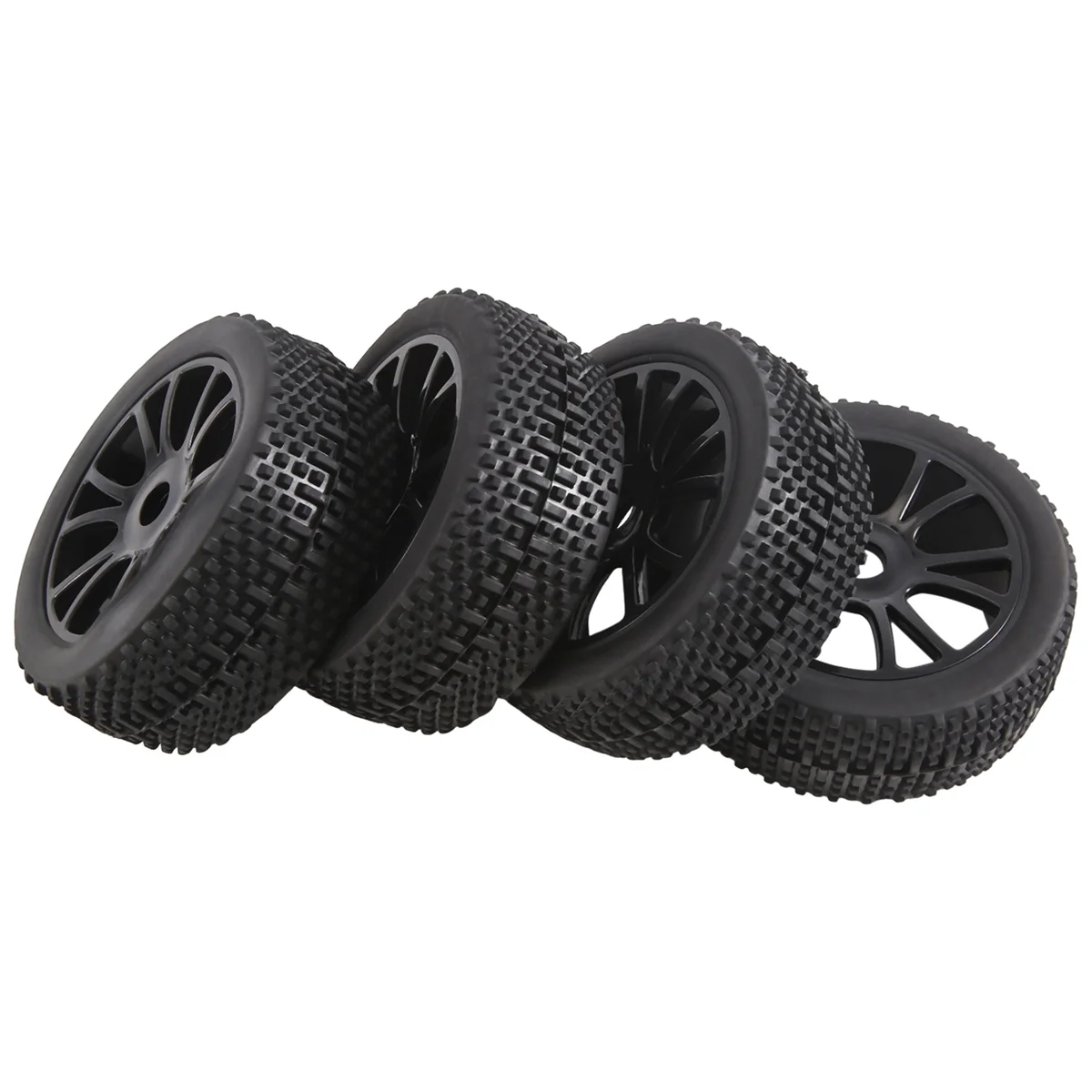 RC 1:8 Off Road Car Buggy Rubber Tires & Plastic Wheel Rims HUB HEX 17 mm 81-801,A