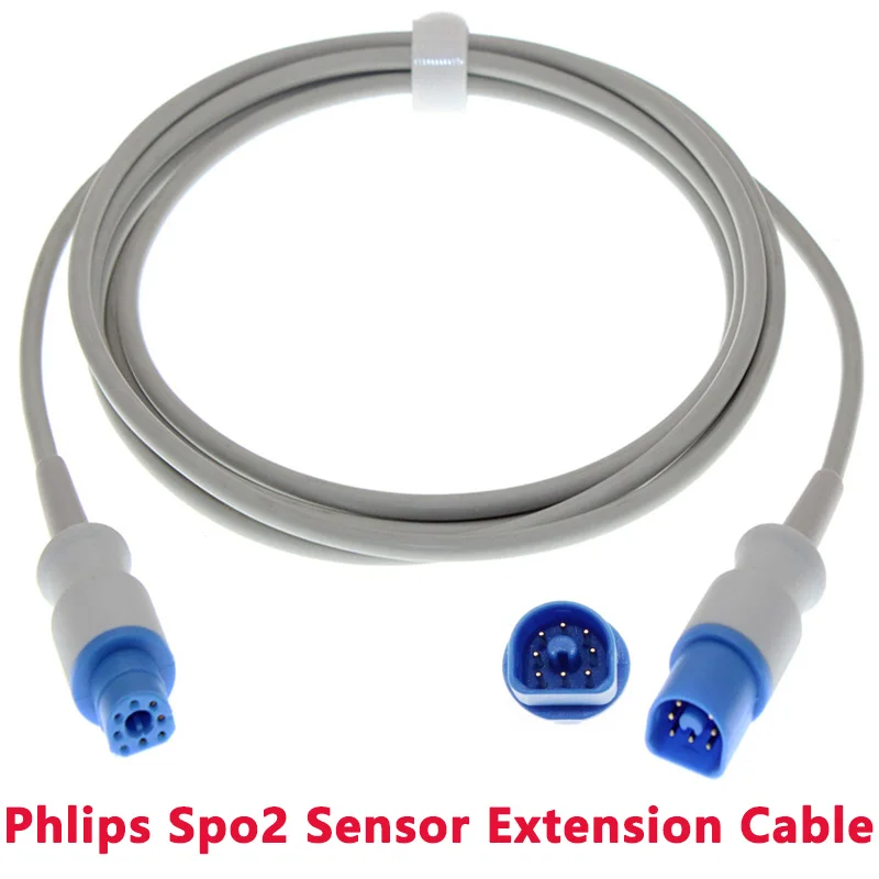 Compatible Phlips VirDia C1,C3,M3,M4,MP20/30/40/50/60/70/90 Monitor Spo2 Sensor Extension Cable M1941A,Adapter for 8Pin Sensor.