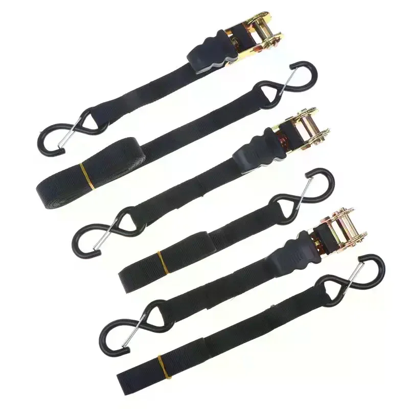 2/3/5M X 25mm Car Tension Rope Tie Down Strap Strong Ratchet Belt Luggage Bag Cargo Lashing With Rope Tensioner Metal Buckle To