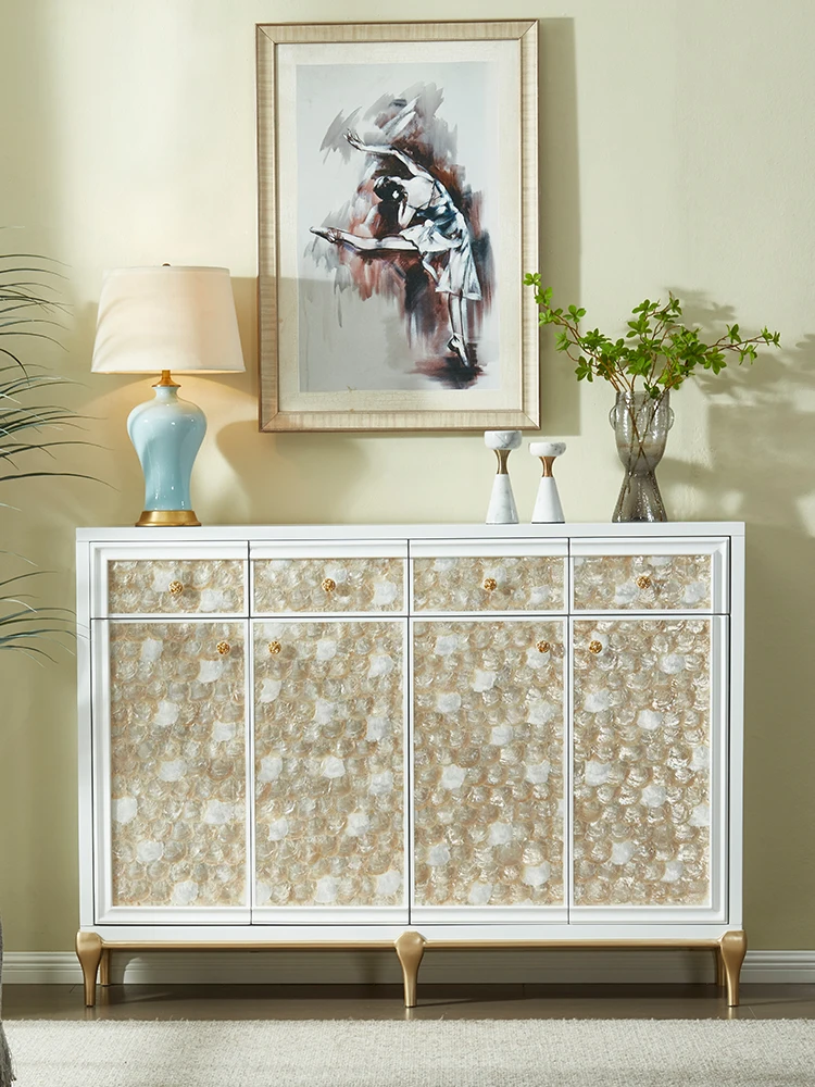 European-style light luxury shoe cabinet white simple home designer shell decoration entryway cabinet with drawer storage