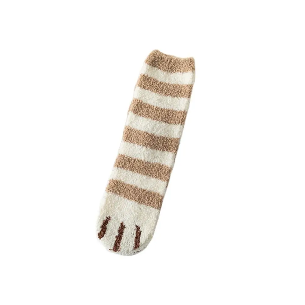 

Thermal Socks Autumn Winter Coral Fleece Cartoon Cat Elastic Apparel Accessories Korean Style Socks Mid Tube Socks Women Socks