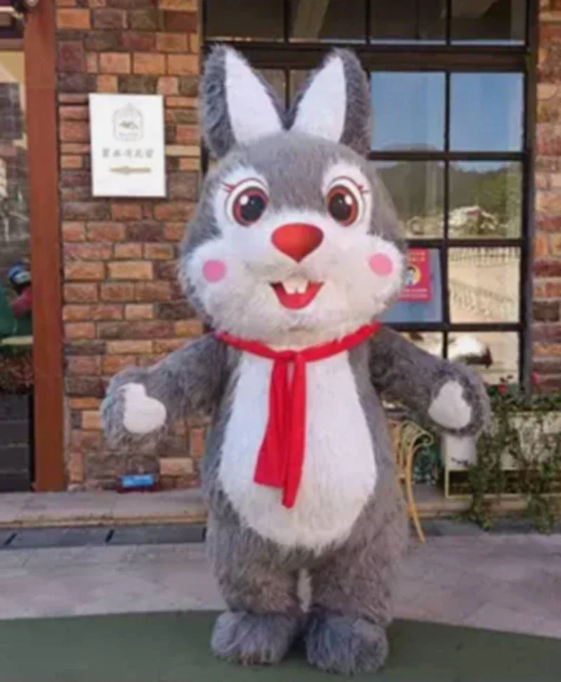 Fluffy Inflatable Hare Costume Full Body Adult Walking Bunny Mascot Suit for Easter Entertainments   Bunny  Dress Up no battery