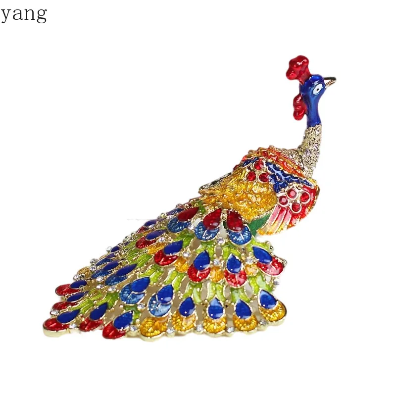 CX enamel metal crafts creative home Internet celebrity light luxury peacock open screen ornament