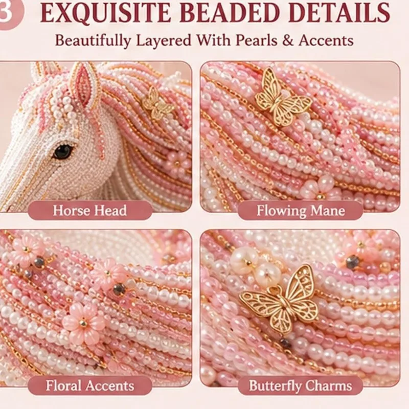 DIY Beaded Horse Mane Catchall Tray Kit – Organize Keys, Remotes & Decor with Handcrafted Beaded Design