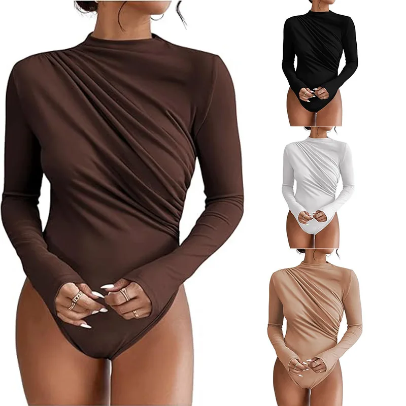 

Боди для коррекции фигуры с высоким воротом, ребристое, облегающее, эластичное, бесшовное, удлиненное, в стиле леотарда