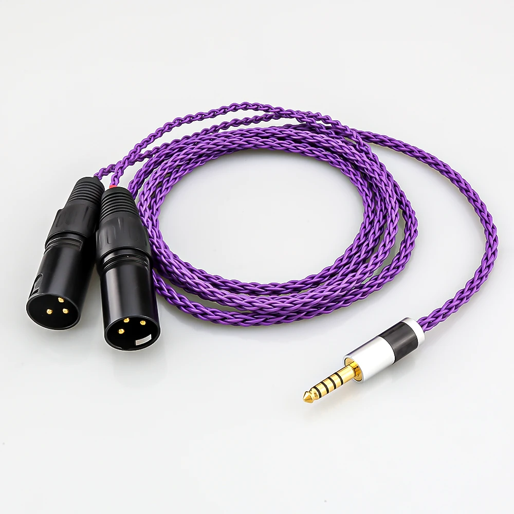 High Quality 8 Cores Silver Plated 4.4mm Balanced Male to Dual 2x 3pin XLR Balanced Male Audio Adapter Cable