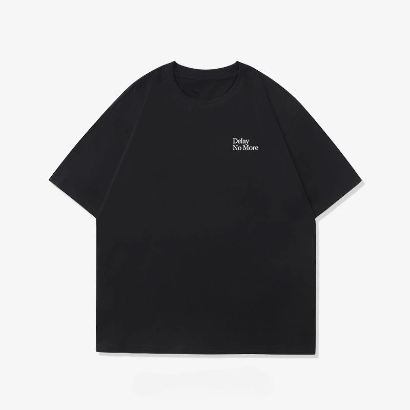 

Delay No More English Printed Couple Versatile Commuting Design Round-neck Summer Pure Cotton Short-sleeved T-shirt