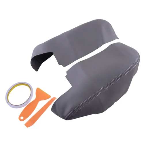Imagen 2 del producto 1 par de cubierta de reposabrazos de Panel de puerta delantera de cuero sintético gris para coche compatible con Honda Ridgeline 2006 2007 2008 2009 2010-2014