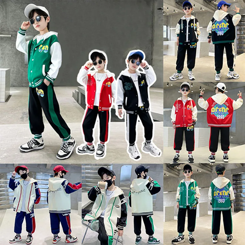 

2Pcs Baseball Jackets Trousers Suit Boy Clothes Sets Spring Autumn Kids Teen Sport Suits Tracksuits Coat Pants Boys Jacket 4-16y