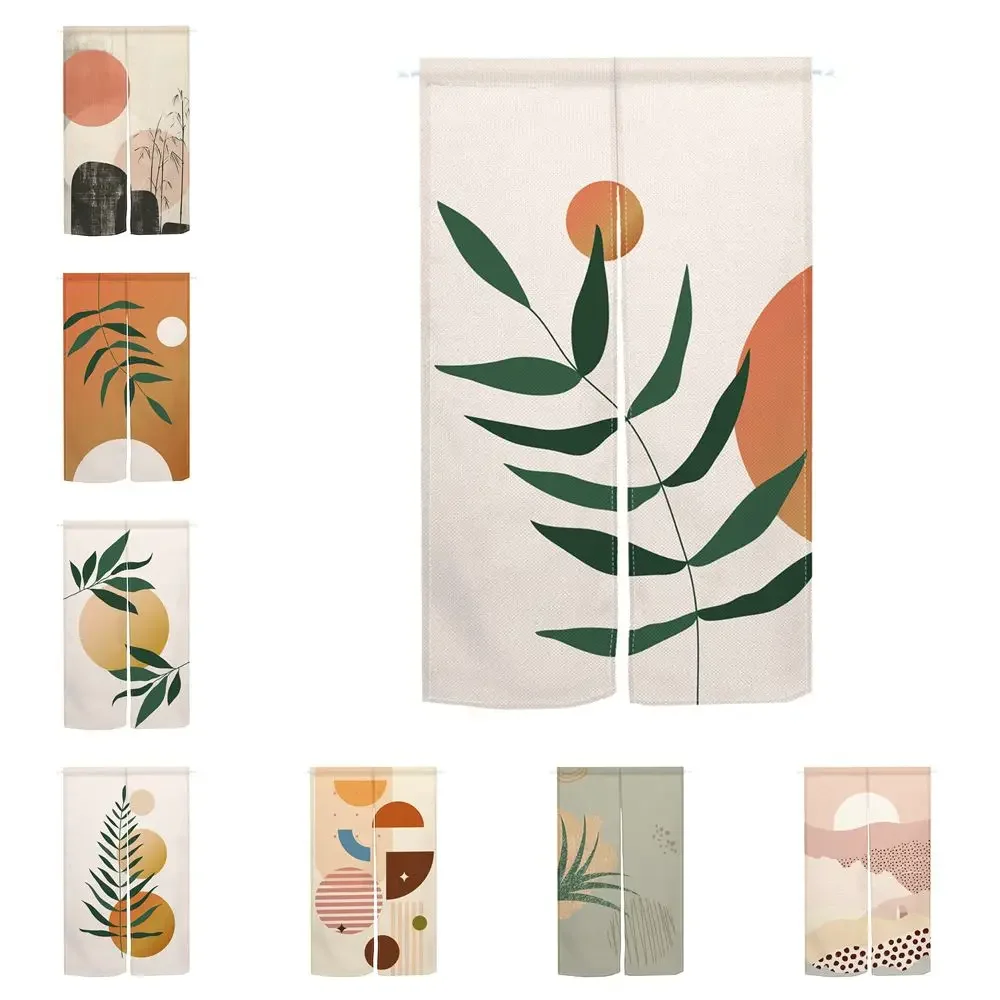Nordic Simple Japanese Door Curtain Geometric Line Design Separation Partition Kitchen Bedroom Half Opening Curtains for Doors