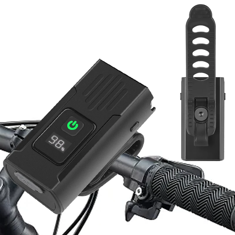 Nieuwe 2 * T6 Sterk Licht Fiets Licht Ingebouwde Polymeer Batterij Digitale Power Display Waterdichte Compacte Fiets Koplamp Rijlicht