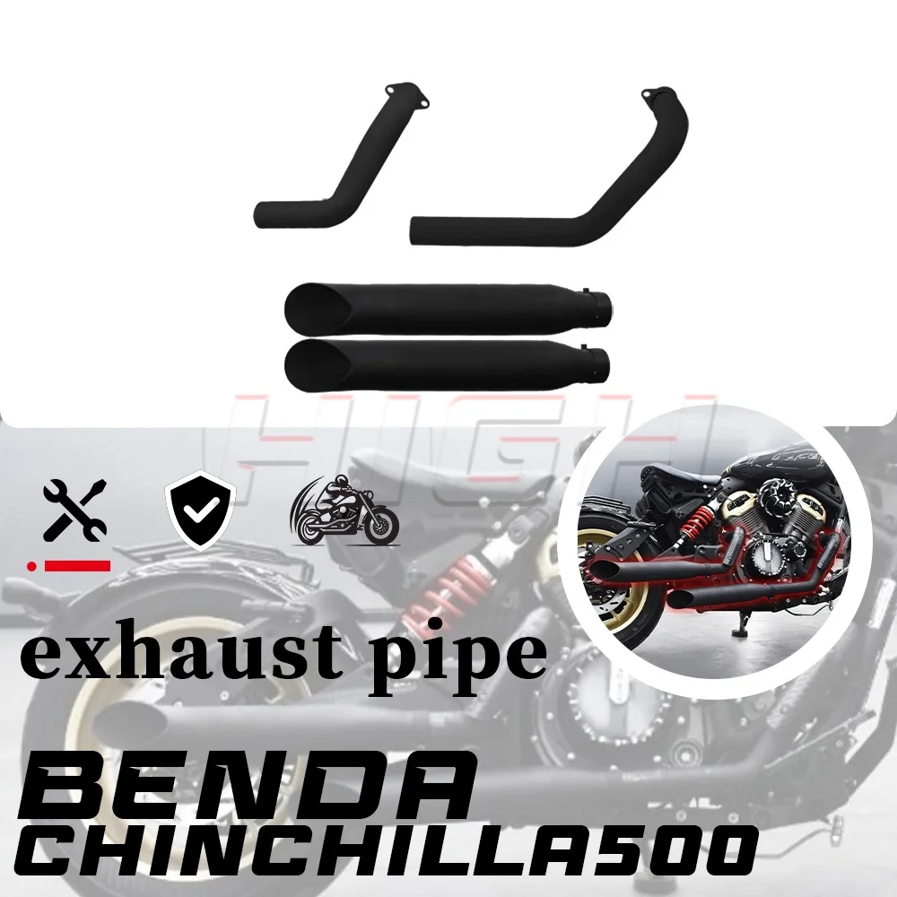 Modified Right Side Dual Outlet Slant Cut Exhaust Full System Deep Sound for Benda Chinchilla 500
