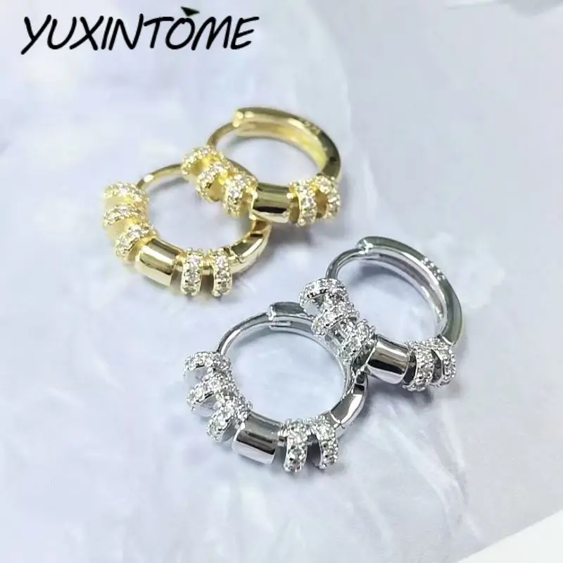 

925 Sterling Silver Needle Gorgeous Stylish Multi-layer Micro-inlaid Wheel-shaped Circle Earrings Temperament Versatile Jewelry