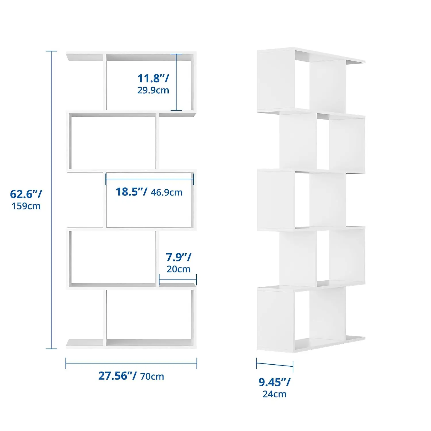 Geometric S-Shaped 5-Tier Bookshelf 62
