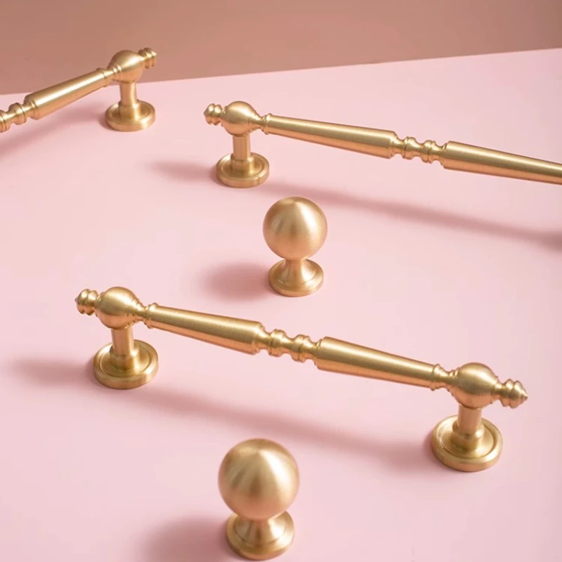 

Solid Brass Pulls for Cabinet Matte Brass Wardrobe Pulls Light Luxury Cabinet Handles Drawer Knob