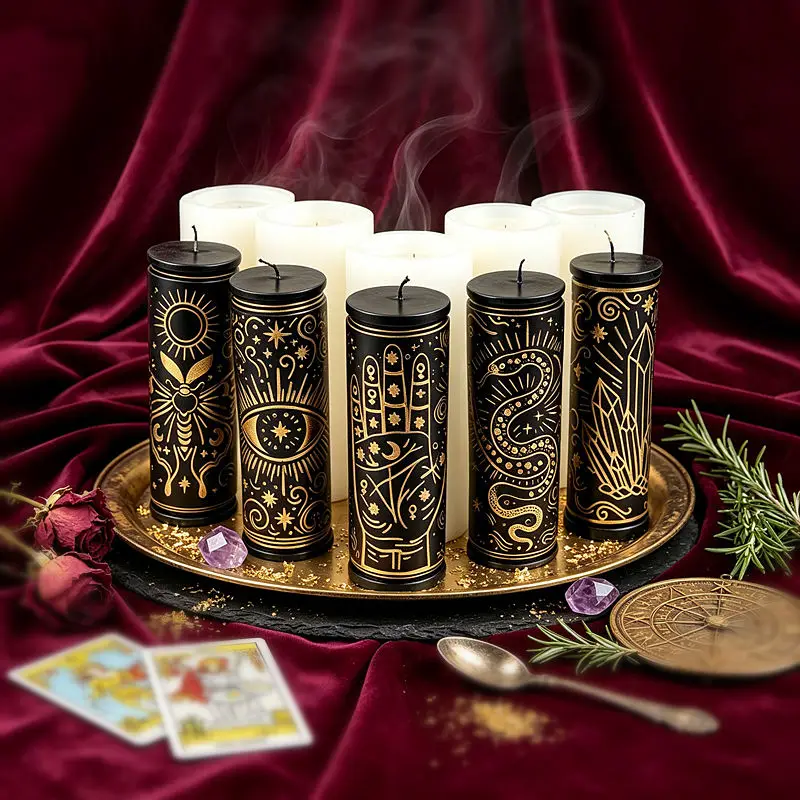 Chakra Snake Hand Eye Butterfly Crystal Silicone Candle Mold DIY Yoga Meditation Sun Moon Star Pillar Candle Home Decoration