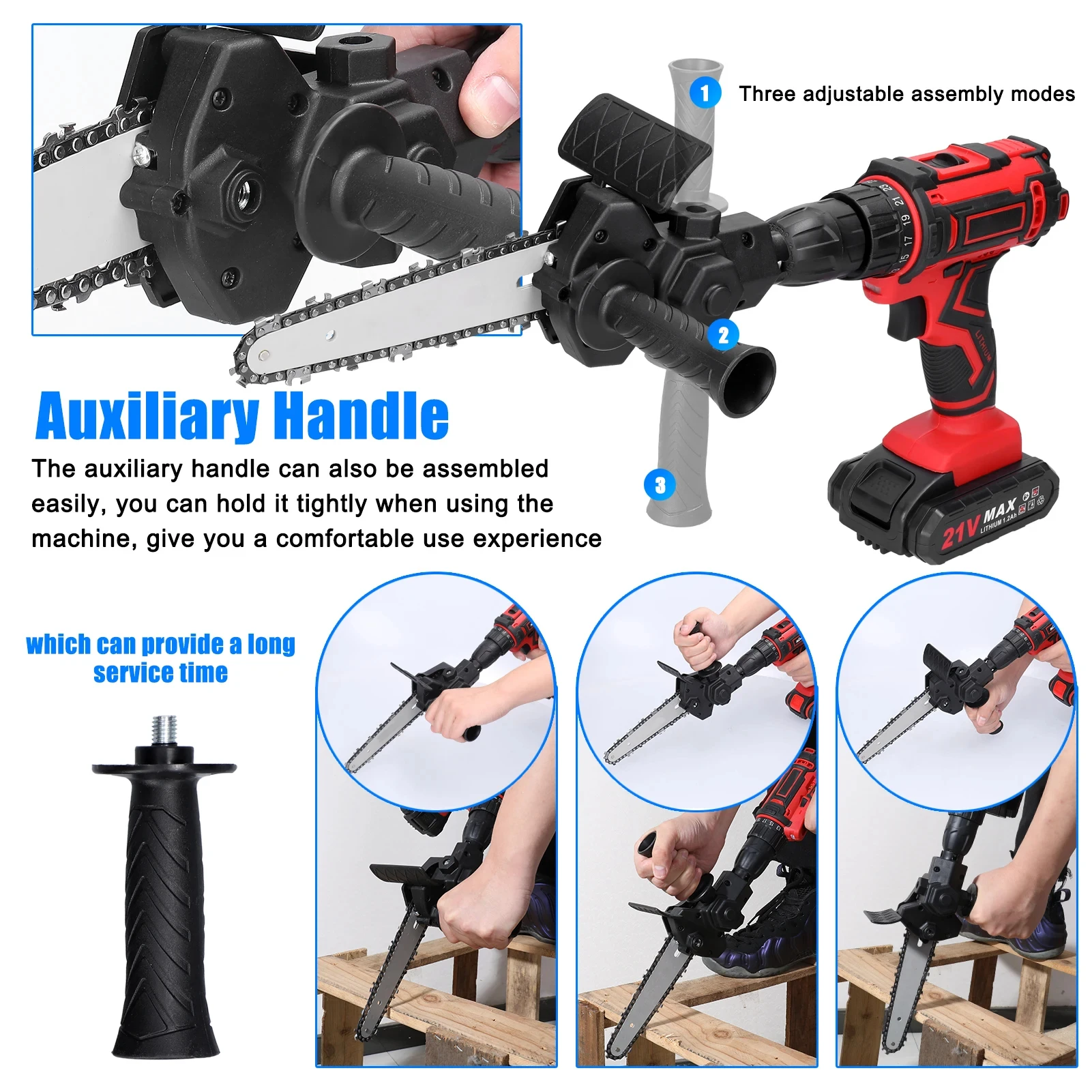 4Inch Electric Drill Modified To Electric Chainsaw Tool Set Attachment Electric Chainsaw Accessory Woodworking Cutting Tool