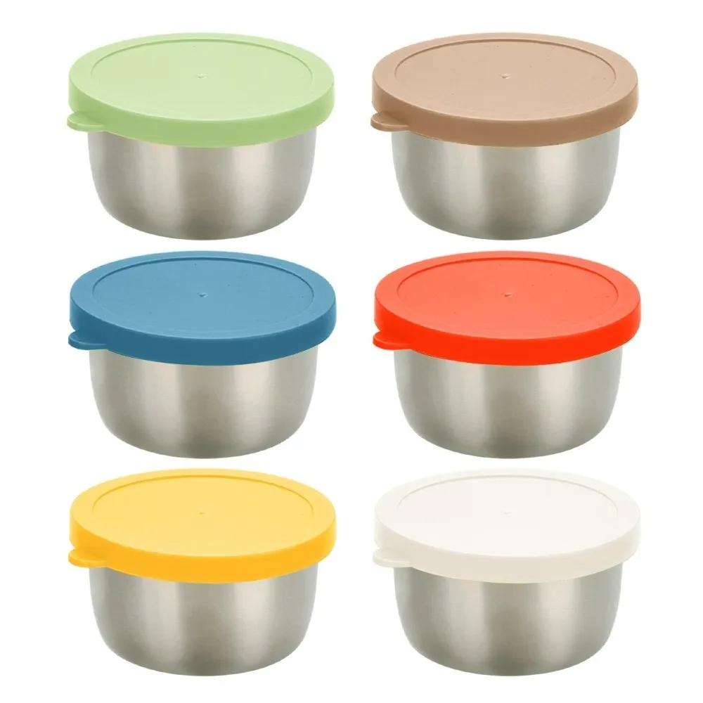 

6pcs 40ML Salad Dressing Container 304 Stainless Steel Leakproof Salad Dipping Cups Small Wide Use Condiment Containers Kitchen