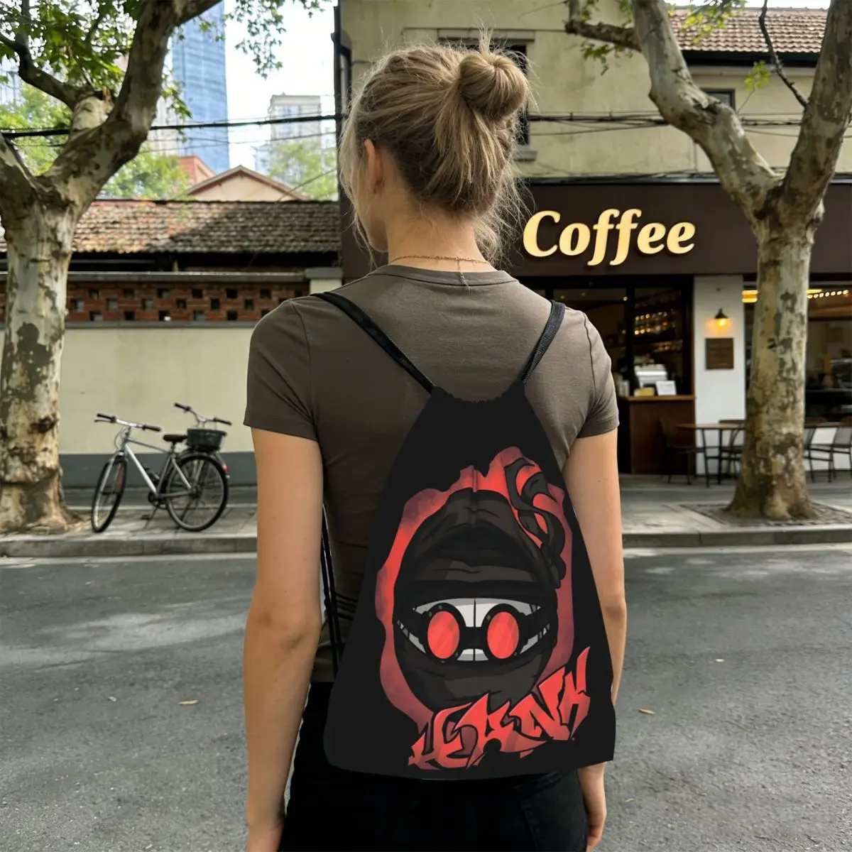 Madness Combat Hank Head Graffiti Backpacks Multi-function Drawstring Bundle Pocket Sports Bag Book Bags for Travel Students