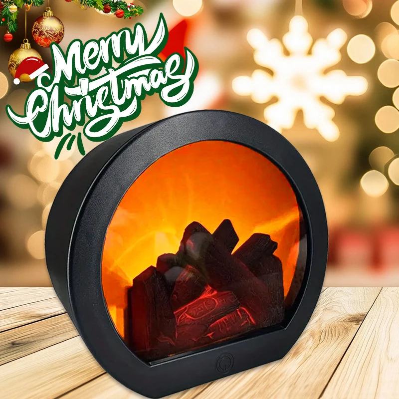 

Semi-circular Fireplace Light, Flameless Portable Fireplace Light, Simulated Flame Effect Ambient Lamp, for Christmas Home Decor